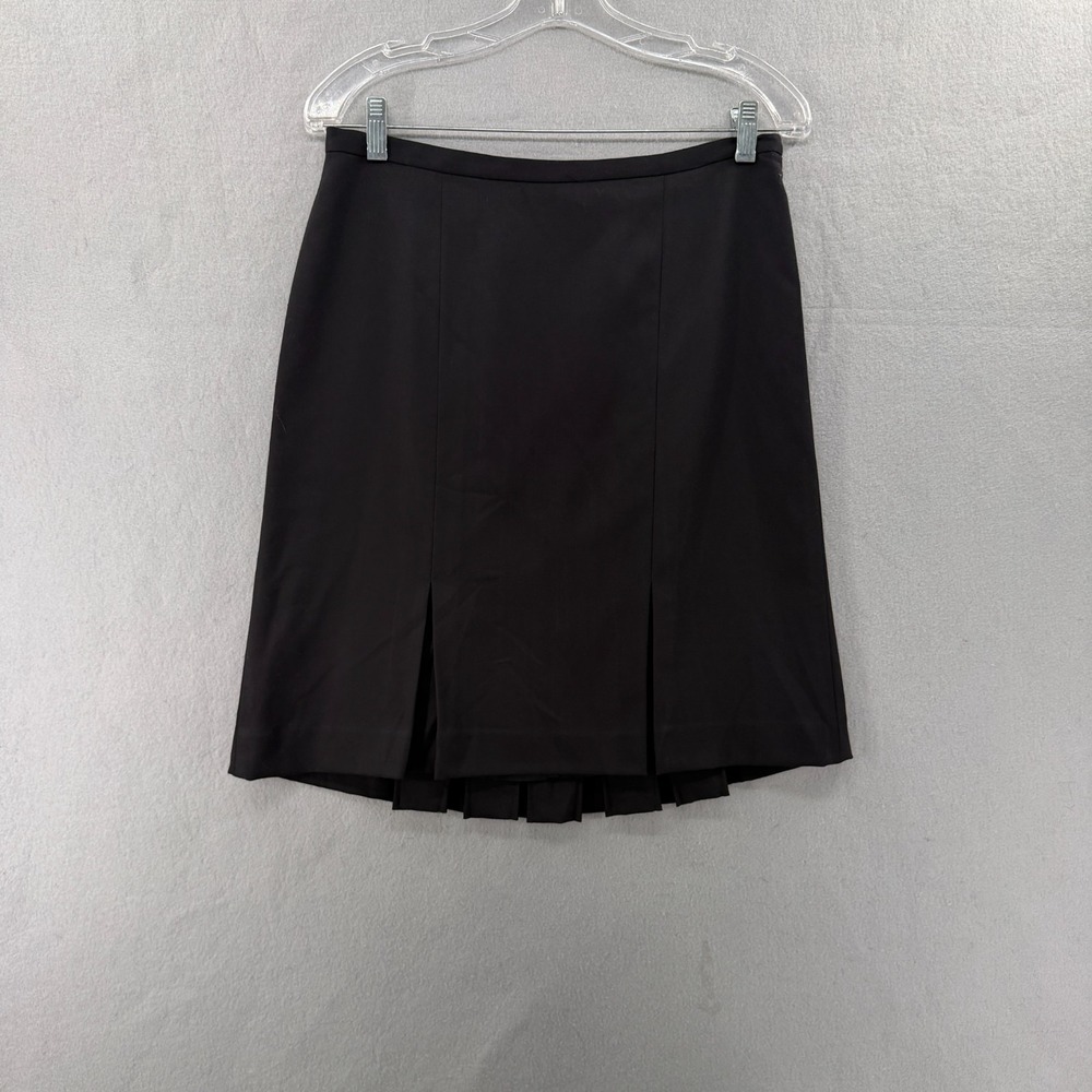 Anne Klein Skirt Womens 8P Black Box Pleat A Line Career Office Quiet Luxury NWT